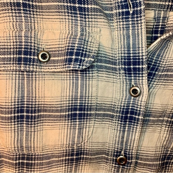 Madewell Shirt XS 100% Cotton Long-Sleeve Button-Up White Blue Plaid Comfy - Picture 14 of 16